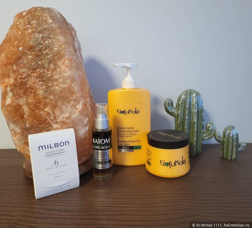 Фото: Еженедельные ампулы - маска Milbon, Gotukola маска, несмываемый крем и масло