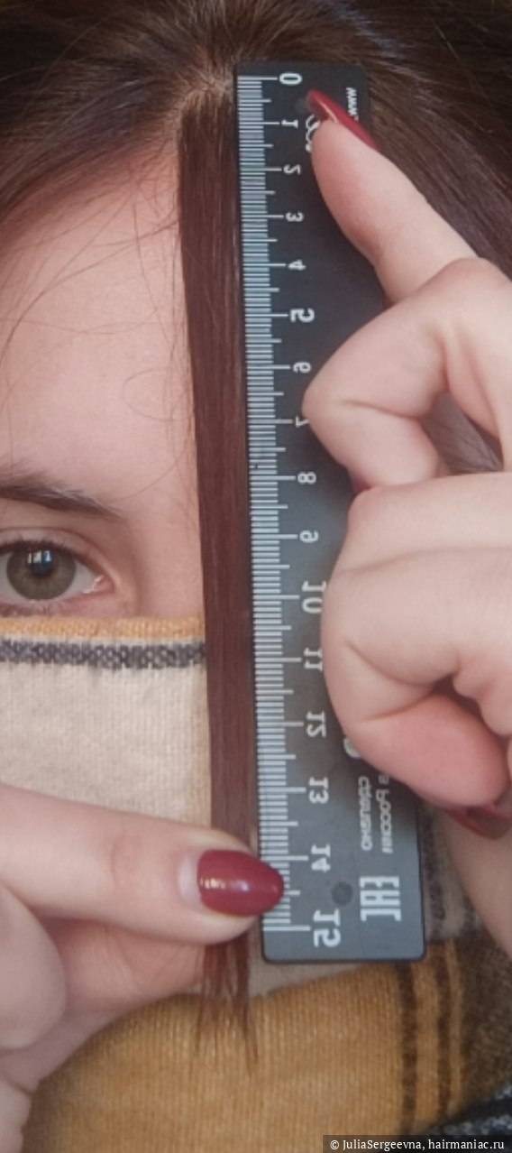Фото: Длина челки с линейкой